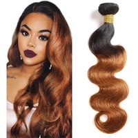 1B30 Ombre Body Wave Bundle Brown Human Hair Bundle 100% Unprocessed Virgin Hair Brazilian Double Weft Extensions Dark Brown Color 30 Inch For Women