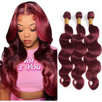 Niciitysi Color 99J Body Wave Bundles Human Hair Burgundy Bundles 14 16 18 Inch Double Weft Brazilian Hair Wine Red Extensions Soft And Silky For Women