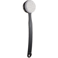 Beomeen Pumice Stone For Feet And Shower Brush With Long Handle 13.7"",Hard Skin Callus Remover, 2 In 1 Foot Scrubber Brush, Back Scrubber Body Brush For Shower Deep Cleansing And Exfoliating (Curved)