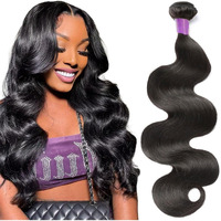 12A Body Wave Bundles Human Hair 16 Inch 1 Bundle Human Hair 100% Unprocessed Brazilian Virgin Hair Quick Weave Bundles Real Human Hair Extensions Natural Black