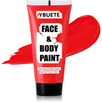 Ybuete Devil Red Water Based Face Body Paint, 2.37 Oz Large Tube Full Coverage Face Paint For Cosplay Joker Vampire Spiderman, Washable Red Body Painting Cream For Adult Carnival Halloween Sfx Makeup