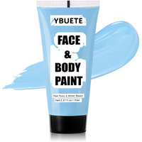 Ybuete Light Blue Water Based Face Body Paint, 2.37 Oz Large Tube Full Coverage Face Paint For Corpse Bride Avatar Mermaid Cosplay Makeup,Washable Blue Body Painting For Adult Halloween Sfx Makeup