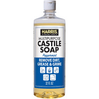 Harris Multi-Purpose Pure Castile Soap, Made With Olive, Coconut, And Pine Tree Oil, Uses For Face, Body, Hand, Hair, Home, Dishes, And Laundry, Peppermint, 32 Fl Oz
