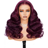 Arabella 5X6 Glueless Wigs Burgundy Wig Human Hair Pre Plucked Pre Cut 230% Density Glueless Wigs 100% Human Hair 12A Pre Plucked Bleached Knots Loose Body Wave Wig 20Inch