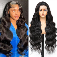Body Wave Lace Front Wigs Human Hair 13X4 Hd Lace Frontal Body Wave Human Hair Wig For Women 180% Density Brazilian Virgin Hair Pre Plucked Glueless Body Wave Wig Natural Black 30Inch