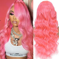 Qgvqgv 24 Inch Pink Lace Front Wig Human Hair 13X6 Hd Lace Pink Body Wave Wig Human Hair Pre Plucked Colored For Women 200% Density Strawberry Body Wave Lace Front