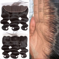 Body Wave Frontal 13 X 4 Hd Transparent Lace Frontals With Bangs Baby Hair 100% Remy Human Hair 150% Density Natural Color (13 X 4 Lace Frontal, 16 Inch)