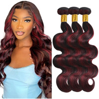 18 20 22 Inch Vinmdonm Ombre Burgundy Bundles P1B99J Body Wave 3 Bundles 2 Tone Black Mixed With Burgundy Bundles 8A Brazilian Virgin Hair Extensions