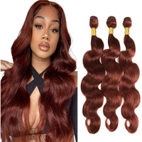 Niciitysi Color 33 Bundles Human Hair Reddish Brown Body Wave Bundles Human Hair 28 30 32 Inch Double Weft Brazilian Virgin Hair Extensions Auburn Silky Soft For Women