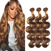 P427 Highlight Blonde Bundles Human Hair Brown Body Wave 3 Bundles 16 18 20 Inch Unprocessed Brazilian Virgin Remy Honey Blonde Bundle Human Hair Extensions