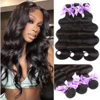 Body Wave Bundles Human Hair 24 26 28 Inch 3 Bundles 100% Unprocessed Brazilian Virgin Hair Extensions Natural Black Weave Real Human Hair For Black Women