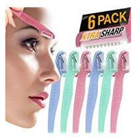 Nylea 6 Pack Eyebrow Razor For Women & Men Face Precision [Japanese Blades] Shaper Trimmer With Cover Short Head & Gel Handle For Shaping, Disposable Men Facial Hair Remover & Shaving Tool Peach Fuzz