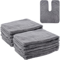 Dimegon 12 Pcs U-Shaped Facial Towels, Split Design, Soft Esthetician Towel, Coral Fleece Face Cloth For Beauty Salons, Skin Care, Spa Centers, Gray