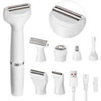 7-In-1 Electric Razor For Women - Painless Facial Hair Removal & Bikini Trimmer, Nose Eyebrow Pubic Hair Shaver With Replaceable Razors, Waterproof Women's Grooming Kit & Electric Shaver