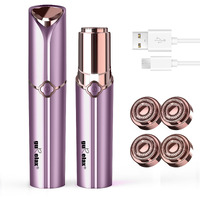 Facial Hair Removal For Women, Ladies Face Shaver(Rechargeable) For Chin Upper Lip Neck Armpits, Included 4 Replacement Heads, With A Velvet Storage Pouch