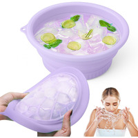 Palksky Face Ice Bath Bowl With Built-In Icetray, Silicone Ices Facial Bowls Collapsible Washbasin, Facial Plunge Bowl, Face Icebath At Home For Skin Tightening, Acne Relief, Purple