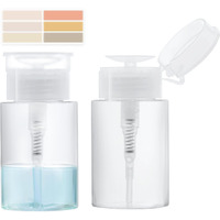 2 Pack Push Down Pump Dispenser, Empty Pump Bottle Dispenser With Dly Lables For Nail Polish, Makeup Remover, Alcohol, Facial Toner 3.38Oz/100Ml