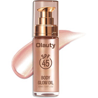 Shimmer Oil, Spf 45 Sunscreen Body Makeup Waterproof No Transfer Body Luminizer Lotion Glow For Women, Liquid Illuminator Bronzer, Long-Lasting, Radiance Skin (01#Rose Gold)
