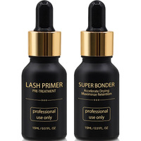 Miuffue Lash Bonder And Primer Kit For Eyelash Extensions, Glue Accelerator Lash Sealant, Eyelash Extension Primer Protein Oil Remover, Adhesive Makeup Tools For Professional Use (15Ml+15Ml)