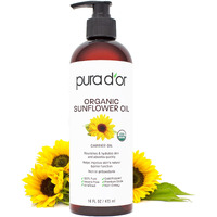 Pura D'Or 16 Oz Organic Sunflower Seed Oil - 100% Pure & Natural Usda Certified Cold Pressed Carrier Oil For Diy Beauty - Unscented, Hexane Free Liquid Moisturizer - Face Skin & Hair - Men & Women