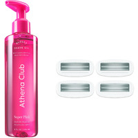Athena Club Women's Shave Kit, Glossy Shave Oil, Super Pink + 4 Razor Blade Refills