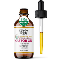 100% Organic Castor Oil - Gold Standard 100% Pure Certified Usda Organic In Glass Bottle & Glass Dropper, Cold Pressed & Hexane-Free, For Lashes, Brows, Hair, Skin & Wellness Packs - 4 Fl Oz