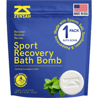 Zensah Sport Recovery Bath Bombs - Magnesium Epsom Salt For Soaking Sore Muscles, Birthday Gifts, Made In Usa With Essential Oils, Peppermint And Eucalyptus Relaxation For Athletes, Men And Women