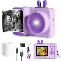 Kids Camera Instant Print Camera For Kids 1080P Toddler Camera That Print Photos Children Instant Cameras Toy For Girls Boys Age 3-12 Travel Kid Digital Camera Christmas Birthday Gifts (Purple)