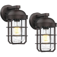 Emliviar 2 Packs Outdoor Wall Lamps, Patio Wall Lighting Waterproof With Clear Tempered Glass, Vintage Exterior Lights In Oil Rubbed Bronze Finish, Ge255Bl-2Pk Orb