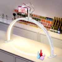 Half Moon Light For Nail Desk: 23"" Foldable Half Moon Nail Desk Lamp With Phone Holder For Nail Beginner - Arch Nail Tech Light With 3 Color Modes & 10 Brightness For Manicure Salon (Diamond, Small)