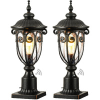 Vianis Outdoor Post Light With Pier Mount Base, 2 Pack Waterproof Dusk To Dawn Post Lights Outdoor, Anti-Rust Aluminum Oil Rubbed Bronze Post Light Dusk To Dawn With Tempered Glass For Pathway