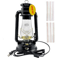 Light Of Mine - Dietz #80 Blizzard Oil Lantern With 7/8"" Replacement Wick Strips (Black With Gold Trim With Electric Conversion Kit)