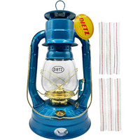 Light Of Mine - Dietz #08 Air Pilot Blue With Gold Trim Oil Lantern With 7/8"" Replacement Wick Strips (Blue With Gold Trim)