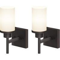 Aoneon Wall Lights Over Mirror Bathroom Vanity Light Fixtures With White Frosted Glass Shade, Wall Sconces For Porch, 2 Pack Oil Rubbed Bronze T001Orb-L1-P2