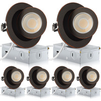 Knlnny Ware Oil Rubbed Bronze Recessed Lighting 4 Inch 6 Pack, Ajustable Eyeball Recessed Light With Junction Box,5 Color Selectable,Airtight,9W 750Lm,Dimmable,Bronze
