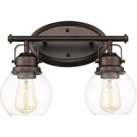 Audickic Farmhouse Vintage Bathroom Vanity Light, 2-Light Wall Mount Lighting Sconce Over Mirror, Oil Rubbed Bronze Finish And Clear Glass, Ad-2147-2W