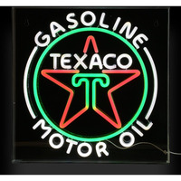 American Art Decor Acrylic Led Sign - Licensed Retro Neon Sign - For Bar, Man Cave, Garage, Game Room & More (Texaco Gasoline Motor Oil, 16"" X 16"")