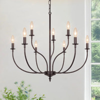Rviezza 9-Light Farmhouse Chandelier For Dining Room, 2-Tier Oil Rubbed Bronze Chandelier, Rustic Industrial Modern Chandelier For Living Room, Bedroom, Entryway, Kitchen
