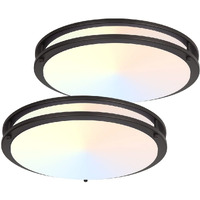 Dakason 2Pack Led Flush Mount Ceiling Light Fixture 16In 30W 2400Lm, On/Off Switch To Select 3000K/4000K/5000K, Dimmable Ceiling Lamp For Kitchen, Hallway, Stairwell, Bathroom, Oil Rubbed Bronze