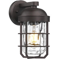 Emliviar Retro Wall Lamp Wall Mounted For House, Medium 1-Light Exterior Wall Lighting With Metal Cage, Oil Rubbed Bronze With Water Ripple Glass Shade, Ge255Bl Orb-Wg