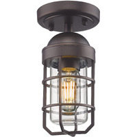 Emliviar Farmhouse Ceiling Light, Vintage Semi Flush Mount Light For Indoor, Security Light With Clear Tempered Glass, Oil Rubbed Bronze Finish, Ge255F Orb