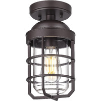 Emliviar Oil Rubbed Bronze Finish 11.1"" Semi Flush Light Fixture For Indoor, Farmhouse Semi Flush Mount Ceiling Light With Clear Tempered Glass Shade, Ge255Lf Orb