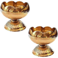 Craftsman Pure Virgin Brass Diwali Puja Jyoti Diya Indian Pooja Oil Lamp Dia Deepawali Diya/Oil Lamp/Candle Tea Light Holder/Diwali Decoration. Indian Gift Items (Pack Of 2)