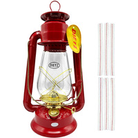 Light Of Mine - Dietz #20 Junior Red With Gold Trim Oil Lantern With 100% Cotton 5/8"" Replacement Wick Strips (Red With Gold Trim)