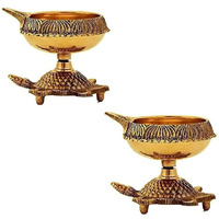 Satvik 2 Pc Pure Brass Turtle Diya - Traditional Oil Lamp For Diwali D  Cor | Durable & Elegant Design (Pack Of 2)