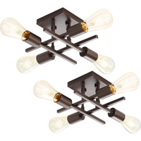 Eietonte Industrial 4-Light Semi Flush Mount Ceiling Light Fixtures, Farmhouse Oil-Rubbed Bronze Chandelier Lighting, Modern E26 Base Sputnik Ceiling Lamps For Living Room Hallway, 2 Pack