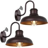 Tobusa 2-Pack Dusk To Dawn Outdoor Wall Lights, Waterproof Farmhouse Gooseneck Barn Lights, 11.5'' Oil-Rubbed Brown Outside Wall Sconces For House, Porch, Garage