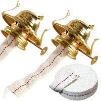 Gxfccyxt Oil Lamp Burner 2 Set, With Reduction Collar And Cotton Wick & 39 Inch Wick, Replacement Parts For Kerosene Or Vintage Lamps - Brass
