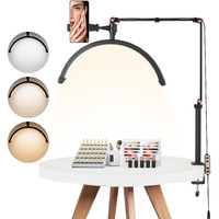 Vevor Nail Desk Light, 20 W Clip On Half Moon Lash Light With Phone Holder, Adjustable Brightness And Color Temperature, Arched Led Table Lamp For Nail Tech, Tattoo Artists, Beauty, Eyelash Extensions