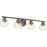Emliviar 4-Light Vanity Lighting, 32.6"" Bathroom Wall Lamp With Water Ripple Globe Glass, Oil Rubbed Bronze Finsh, Ye295Bg-4W Orb-Wg